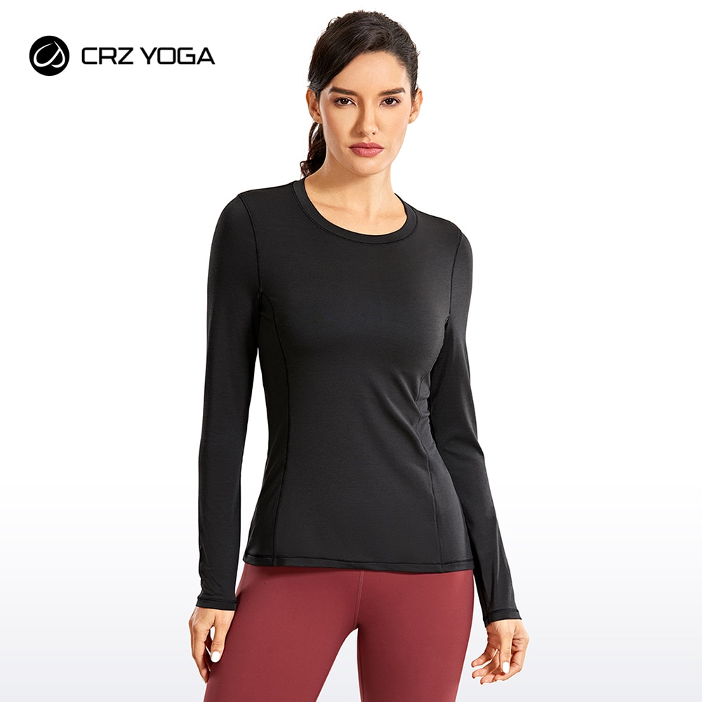 CRZ YOGA Women&s Lightweight Quick Dry Long Sleeve Yoga Shirts Athleisure Tops Gym Sports T-Shirt